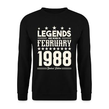 Cadeau Légende Février 1988. cadeau février 1988. - Sweat-shirt Unisexe - noir - Devant - Alina (178cm) & Michal (187cm)