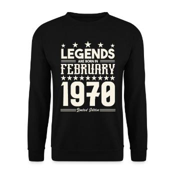 Cadeau Légende Février 1970. cadeau février 1970. - Sweat-shirt Unisexe - noir - Devant - Alina (178cm) & Michal (187cm)