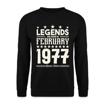 Cadeau Légende Février 1977. cadeau février 1977. - Sweat-shirt Unisexe - noir - Devant - Alina (178cm) & Michal (187cm)