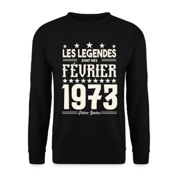 cadeau d'anniversaire Février 1973. février 1973. - Sweat-shirt Unisexe - noir - Devant - Alina (178cm) & Michal (187cm)