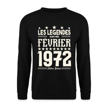 cadeau d'anniversaire Février 1972. février 1972. - Sweat-shirt Unisexe - noir - Devant - Alina (178cm) & Michal (187cm)