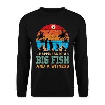 Le bonheur est un gros poisson et un témoin de la pêche - Sweat-shirt Unisexe - noir - Devant - Alina (178cm) & Michal (187cm)