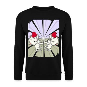 Heart Cats Congratulations Birthday - Unisex Sweatshirt - black - Front - Alina (178cm) & Michal (187cm)
