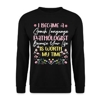 Speech Therapist Therapy Assistant - Unisex Sweatshirt - black - Front - Alina (178cm) & Michal (187cm)