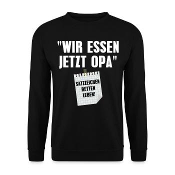 Wir essen jetzt Opa - Unisex Pullover - Schwarz - Vorne - Alina (178cm) & Michal (187cm)