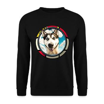Dog Cartoon Huskie Design pour les amoureux des chiens - Sweat-shirt Unisexe - noir - Devant - Alina (178cm) & Michal (187cm)