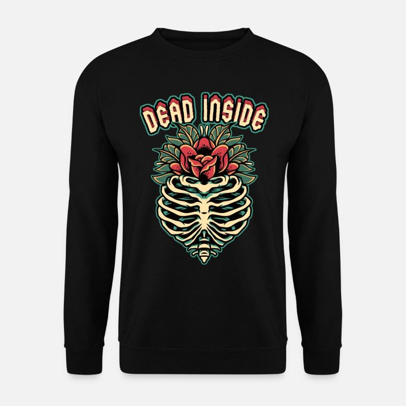 Skeleton, skeleton Dead-Inside, comic-style saying - Unisex Sweatshirt - black