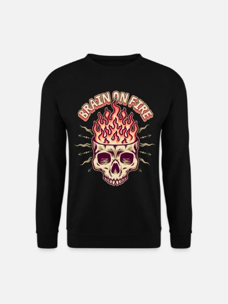 Skull Brain Funny Saying Brain-On-Fire - Unisex Sweatshirt - black