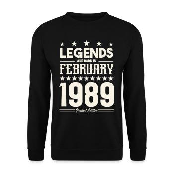 Geschenklegende Februar 1989. Geschenk Februar 1989. - Unisex Pullover - Schwarz - Vorne - Alina (178cm) & Michal (187cm)