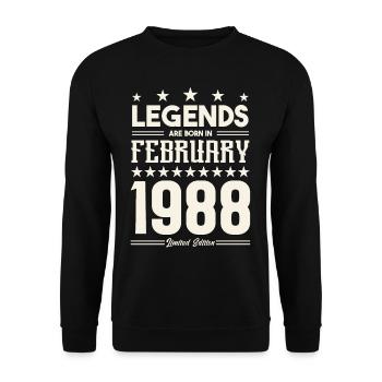Cadeau Légende Février 1988. cadeau février 1988. - Sweat-shirt Unisexe - noir - Devant - Alina (178cm) & Michal (187cm)