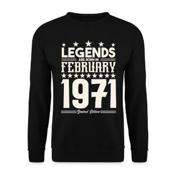 Gift legend February 1971. Gift February 1971. - Unisex Sweatshirt - black - Front - Alina (178cm) & Michal (187cm)