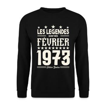 cadeau d'anniversaire Février 1973. février 1973. - Sweat-shirt Unisexe - noir - Devant - Alina (178cm) & Michal (187cm)