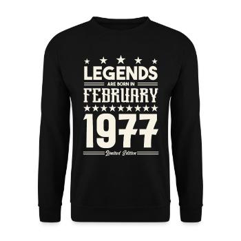 Cadeau Légende Février 1977. cadeau février 1977. - Sweat-shirt Unisexe - noir - Devant - Alina (178cm) & Michal (187cm)