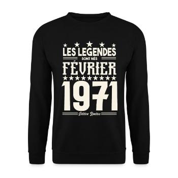 cadeau d'anniversaire Février 1971. février 1971. - Sweat-shirt Unisexe - noir - Devant - Alina (178cm) & Michal (187cm)
