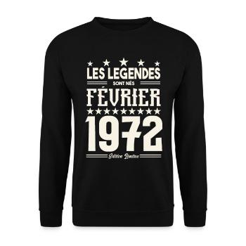 cadeau d'anniversaire Février 1972. février 1972. - Sweat-shirt Unisexe - noir - Devant - Alina (178cm) & Michal (187cm)