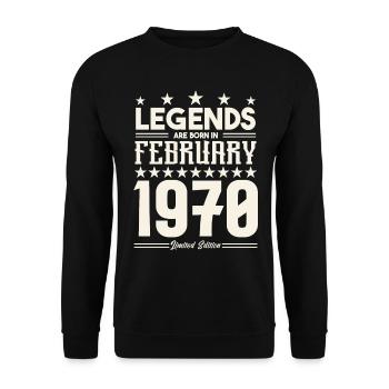 Cadeau Légende Février 1970. cadeau février 1970. - Sweat-shirt Unisexe - noir - Devant - Alina (178cm) & Michal (187cm)