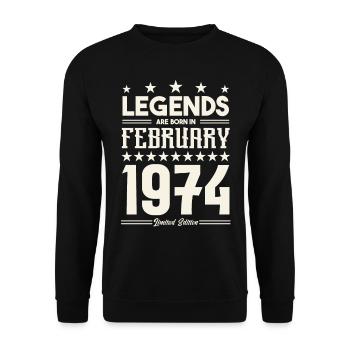 Gift legend February 1974. Gift February 1974. - Unisex Sweatshirt - black - Front - Alina (178cm) & Michal (187cm)