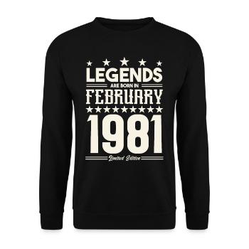 Gift legend February 1981. Gift February 1981. - Unisex Sweatshirt - black - Front - Alina (178cm) & Michal (187cm)