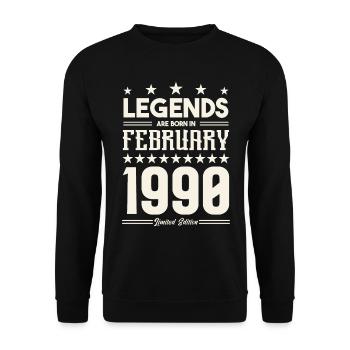 Cadeau Légende Février 1990. cadeau février 1990. - Sweat-shirt Unisexe - noir - Devant - Alina (178cm) & Michal (187cm)