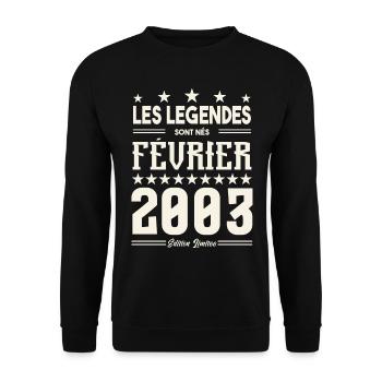 cadeau d'anniversaire Février 2003. février 2003. - Sweat-shirt Unisexe - noir - Devant - Alina (178cm) & Michal (187cm)