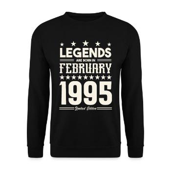 Gift legend February 1995. Gift February 1995. - Unisex Sweatshirt - black - Front - Alina (178cm) & Michal (187cm)