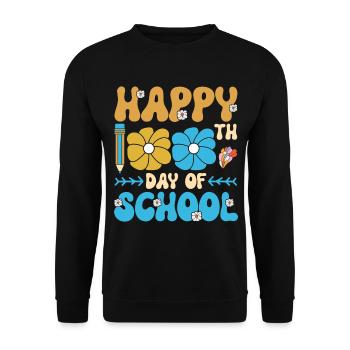 Happy 100th Day of School Flowers Floral Decorations - Unisex Sweatshirt - black - Front - Alina (178cm) & Michal (187cm)