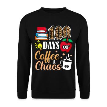 100 Tage Kaffee Und Chaos Schulbücher Hausaufgaben - Unisex Pullover - Schwarz - Vorne - Alina (178cm) & Michal (187cm)