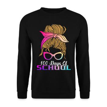 100 days school Feminist-educated teacher - Unisex Sweatshirt - black - Front - Alina (178cm) & Michal (187cm)