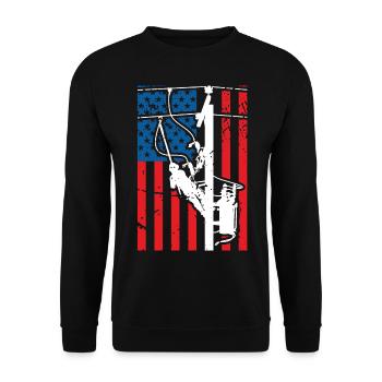 Patriotic Lineman For Lineman And Electrician - Unisex Sweatshirt - black - Front - Alina (178cm) & Michal (187cm)