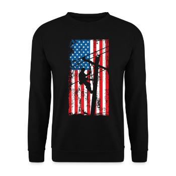 Patriotic Lineman For Lineman And Electrician - Unisex Sweatshirt - black - Front - Alina (178cm) & Michal (187cm)