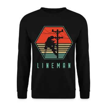 Retro Lineman For Lineman - Unisex Sweatshirt - black - Front - Alina (178cm) & Michal (187cm)