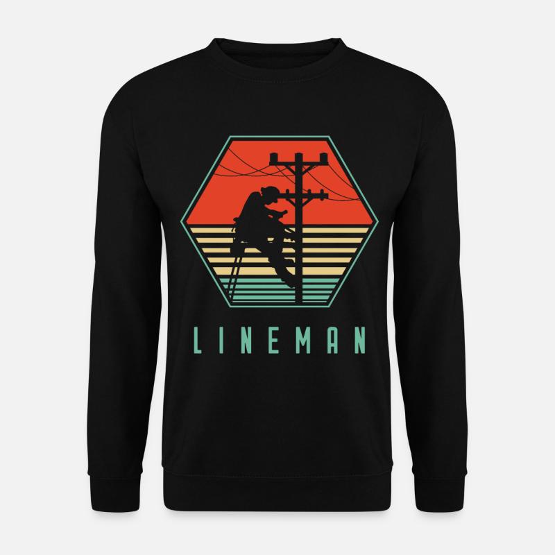 Retro Lineman For Lineman - Unisex Pullover - Schwarz