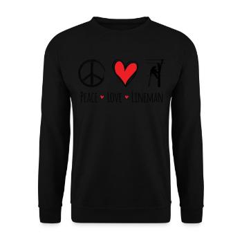 Peace Love Lineman For Lineman - Unisex Pullover - Schwarz - Vorne - Alina (178cm) & Michal (187cm)