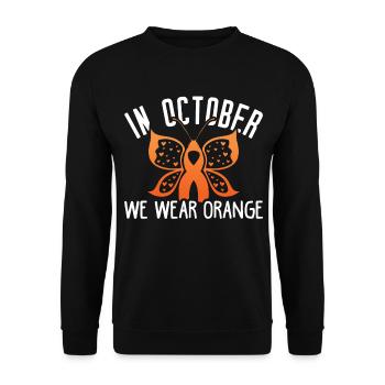 In October We Wear Orange For ADHD Awareness Month - Unisex Sweatshirt - black - Front - Alina (178cm) & Michal (187cm)