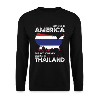 Born Thai Thailand American USA Citizenship - Unisex Sweatshirt - black - Front - Alina (178cm) & Michal (187cm)