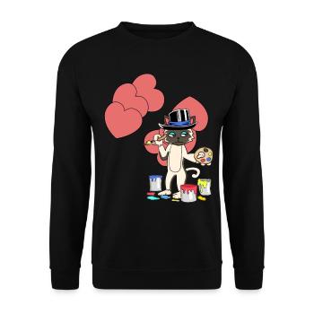Kater Geburtstagsgrüße Geburtstagsgeschenk Liebe - Unisex Pullover - Schwarz - Vorne - Alina (178cm) & Michal (187cm)