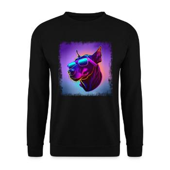 Hunde Spruch Doberman Design für Hundeliebhaber - Unisex Pullover - Schwarz - Vorne - Alina (178cm) & Michal (187cm)