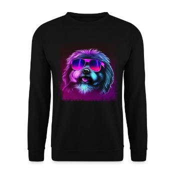 Hunde Spruch Havaneser Design für Hundeliebhaber - Unisex Pullover - Schwarz - Vorne - Alina (178cm) & Michal (187cm)