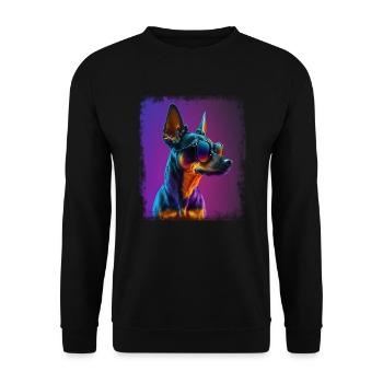Chiens Cartoon Miniature Pinscher Design Dog Lovers - Sweat-shirt Unisexe - noir - Devant - Alina (178cm) & Michal (187cm)