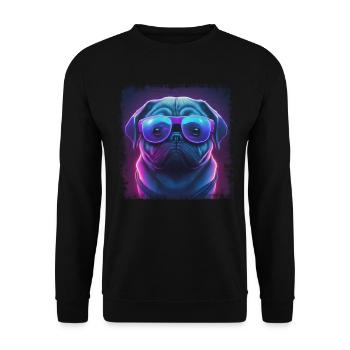 Hunde Spruch Mops Design für Hundeliebhaber - Unisex Pullover - Schwarz - Vorne - Alina (178cm) & Michal (187cm)