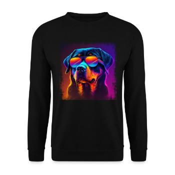 Hunde Spruch Rottweiler Cartoon für Hundeliebhaber - Unisex Pullover - Schwarz - Vorne - Alina (178cm) & Michal (187cm)