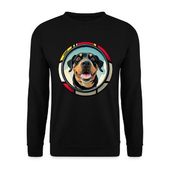 Hunde Spruch Rottweiler Cartoon für Hundeliebhaber - Unisex Pullover - Schwarz - Vorne - Alina (178cm) & Michal (187cm)