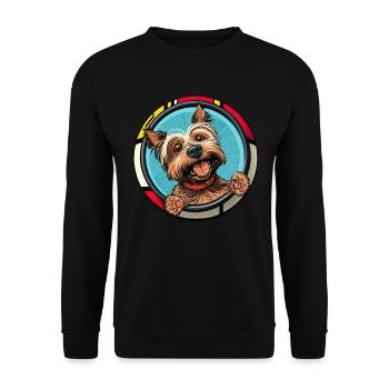 Hunde Cartoon Yorkshire Terrier Design - Unisex Pullover - Schwarz - Vorne - Alina (178cm) & Michal (187cm)