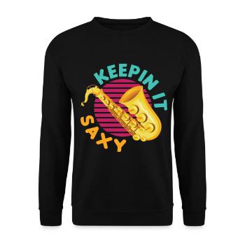 Keepin' It Saxy Funny For Saxophone Player - Unisex Sweatshirt - black - Front - Alina (178cm) & Michal (187cm)