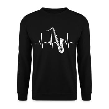 Saxophone Heartbeat For Saxophone Enthusiast - Unisex Pullover - Schwarz - Vorne - Alina (178cm) & Michal (187cm)