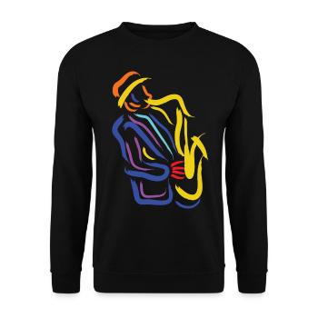 Saxophoniste abstrait Musicien de jazz - Pour saxophones - Sweat-shirt Unisexe - noir - Devant - Alina (178cm) & Michal (187cm)