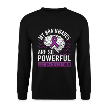 Ondes cérébrales Cerveau Ruban violet Épileptique - Sweat-shirt Unisexe - noir - Devant - Alina (178cm) & Michal (187cm)