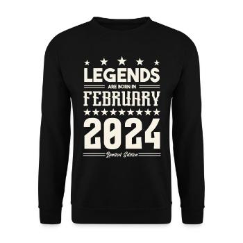 Geschenklegende Februar 2024. Geschenk Februar 2024. - Unisex Pullover - Schwarz - Vorne - Alina (178cm) & Michal (187cm)