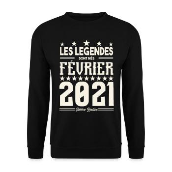cadeau d'anniversaire Février 2021. février 2021. - Sweat-shirt Unisexe - noir - Devant - Alina (178cm) & Michal (187cm)