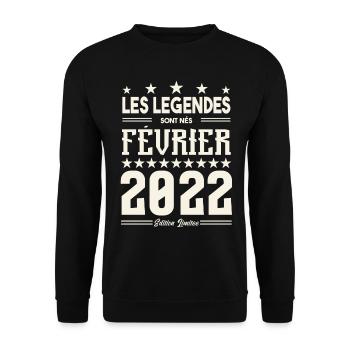 cadeau d'anniversaire Février 2022. février 2022. - Sweat-shirt Unisexe - noir - Devant - Alina (178cm) & Michal (187cm)